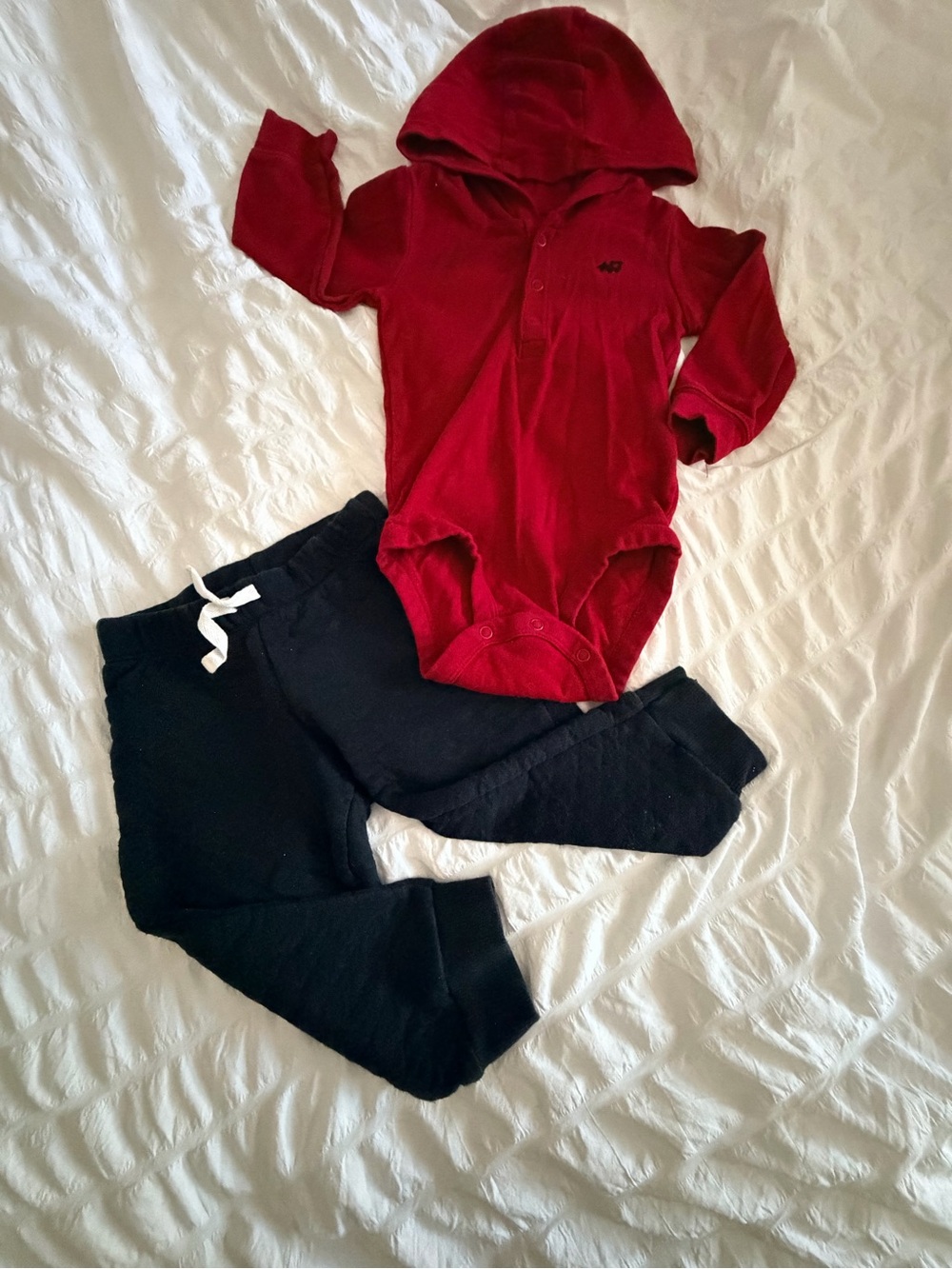 Red Hooded One-Piece Bodysuit for Kids - Comfortable Everyday Wear